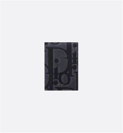 Passport Cover Black Dior Gravity Leather 